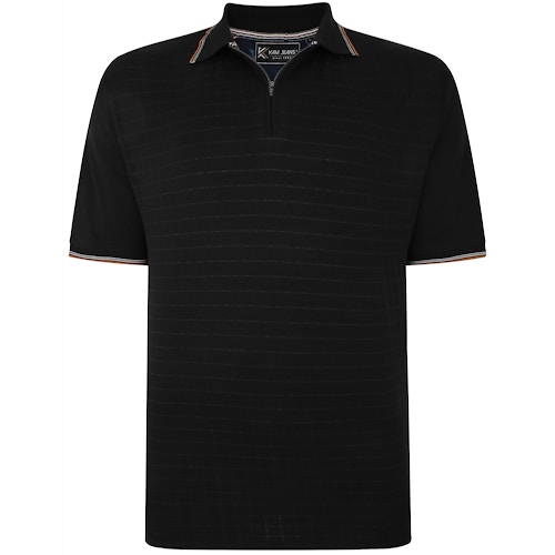 KAM Jersey Weave 1/4 Zip Polo Black